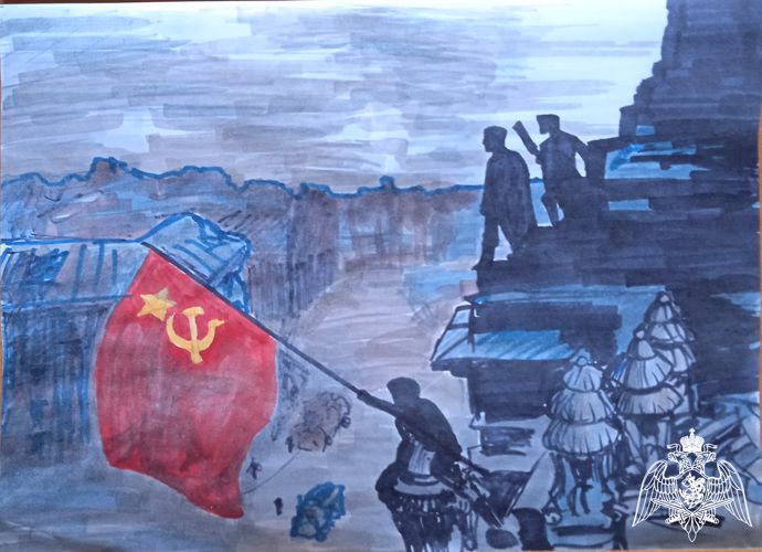 Дети сотрудников Росгвардии приняли участие в выставке рисунков ко Дню Победы