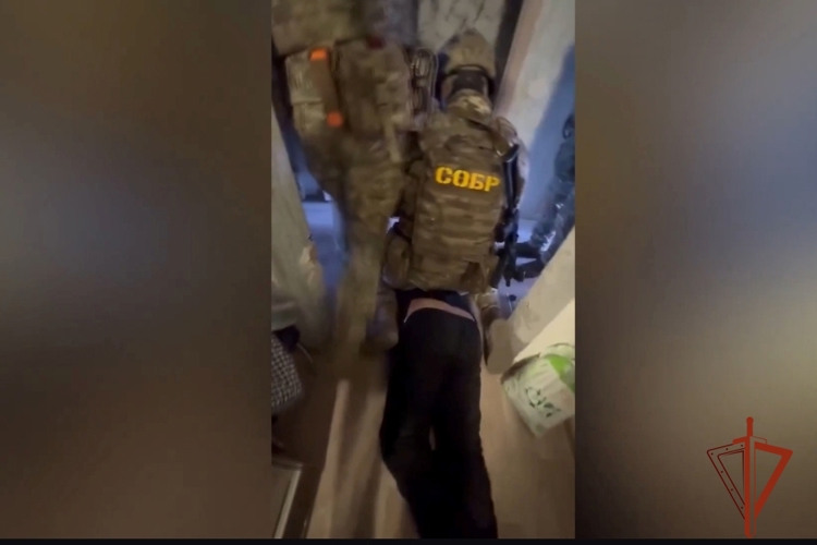 В Красноярске при силовой поддержке СОБР Росгвардии по подозрению в незаконном обороте оружия задержаны два местных жителя